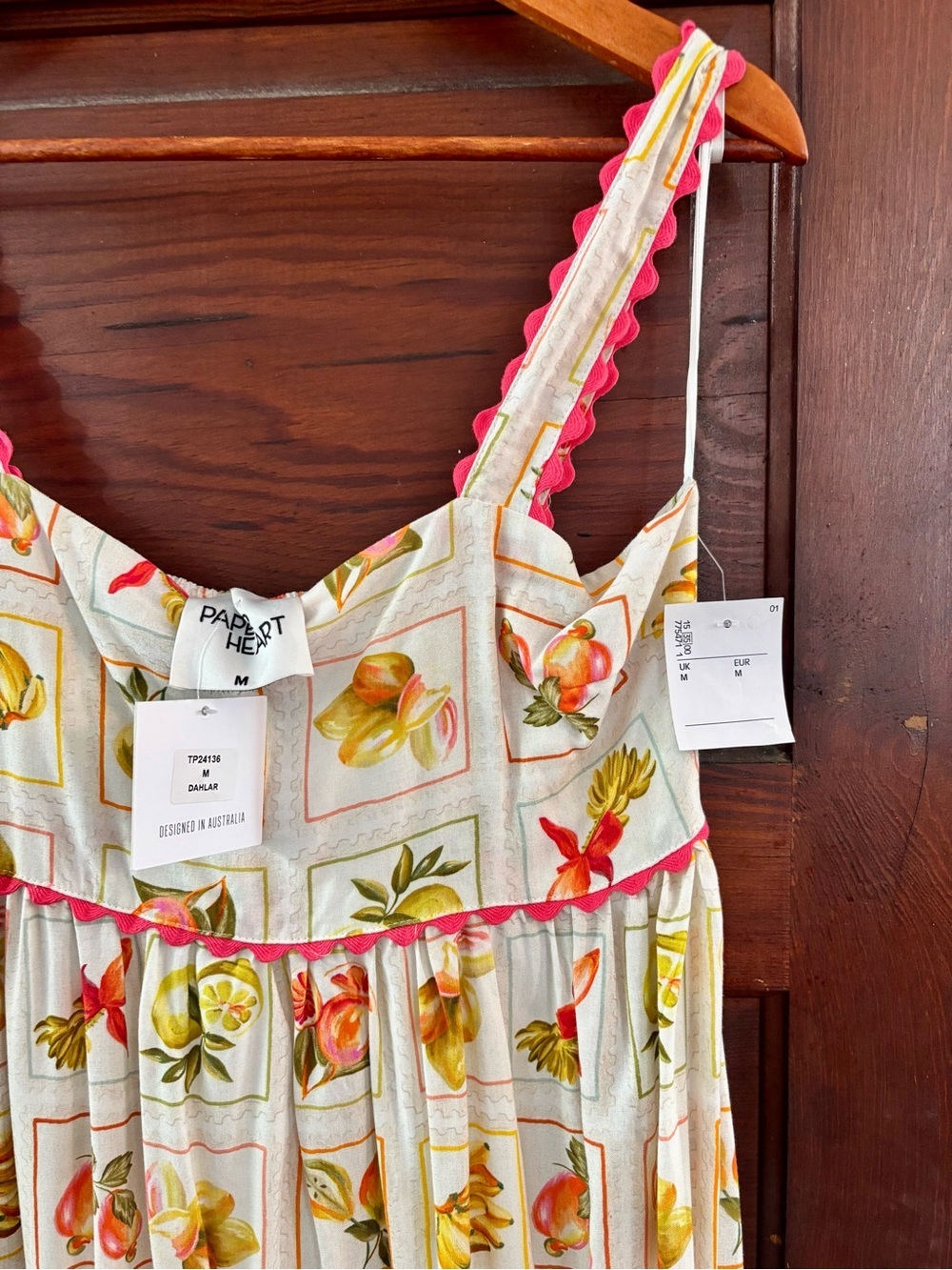 NWT Anthropologie Paper Hearts Dahlar Fruit Pattern Sleeveless Maxi Dress - Picture 6 of 11